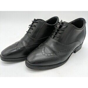 Calto G51123 Black Leather Wingtip Lace Up Elevator Oxford Shoes Mens Size 6